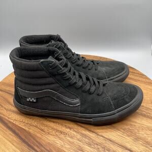 Vans Sk8-Hi Popcush Shoes Mens Size 9.5 Triple Black Suede Skate Comfort Sneaker